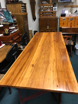 Pecan table top with pure tung oil and varnish finish