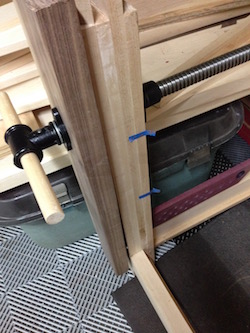 Fitting vise screw to bench leg