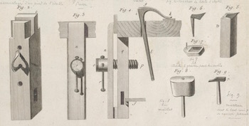 Image of work holding devices from Roubo's Book of Plates from 
