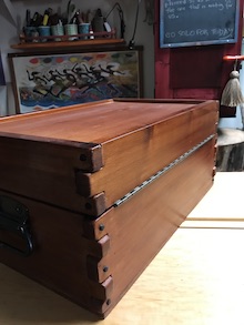 Keeping it green: finger jointed box piano hinge on rear