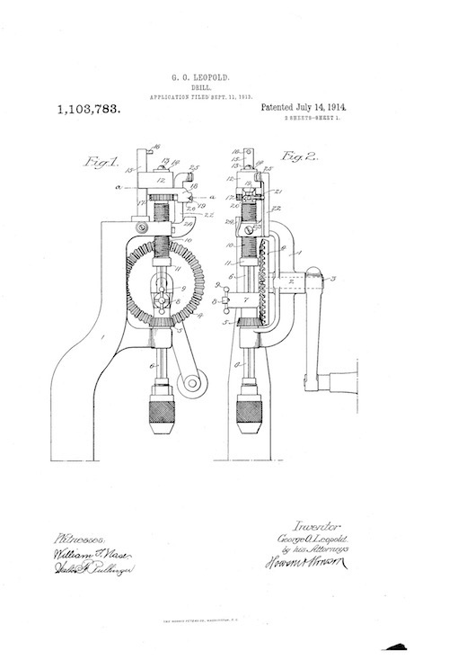Patent drawing for North Brothers Yankee 1003 bench drill