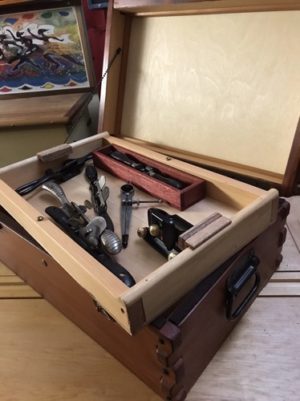Keeping it green: finger jointed tool box with interior tray and small tools