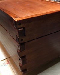 Keeping it green: stain finished jointed box with finger joints and screw holes
