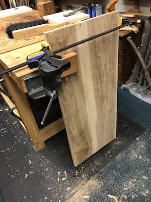 Planing end grain of the glued up lid.