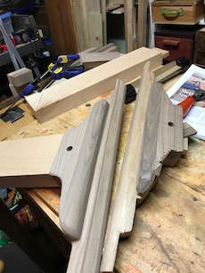 The saw vise jaws being shaped and sanded.