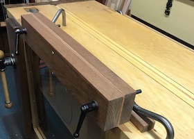 Moxon vise with the cleat and holdfasts.