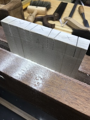 Careful marking the waste blocks before using the fret saw.