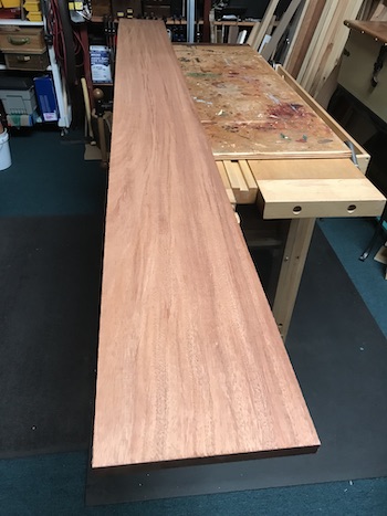 Eight foot mahogany plank for the shop altar project.