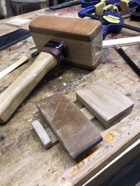 The latch for the shop altar in progress.