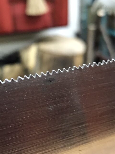 Saw teeth after jointing