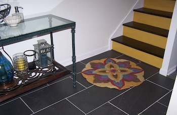 Coir entry rug in the foyer.