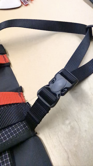 Buckle for Y-strap configuration.