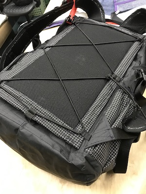 The lumbar pad all strapped onto the backpack.