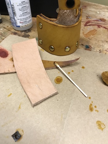 Vegetable tan leather before and after dyeing.