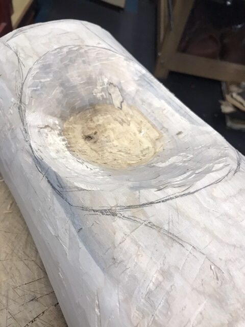 The bowl after carving for a while.