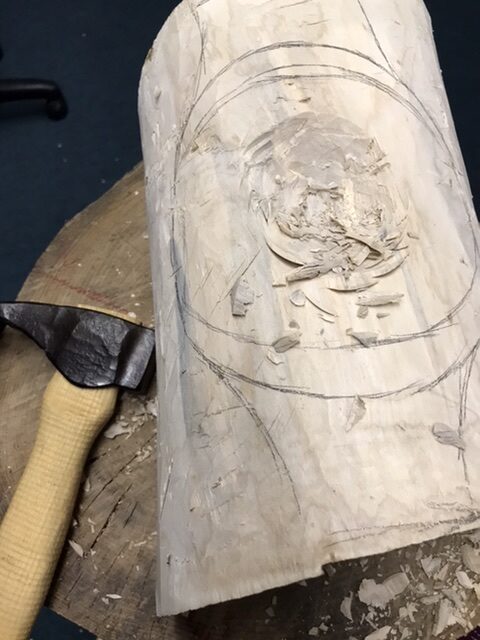 In the midst of carving the bowl.