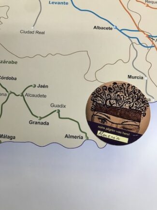 Map and sticker showing Almeria, Spain.