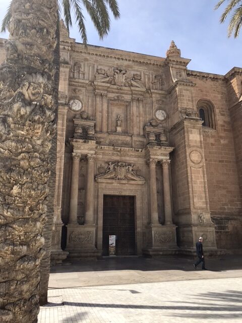Front view of Almeria Cathedral in Spain.