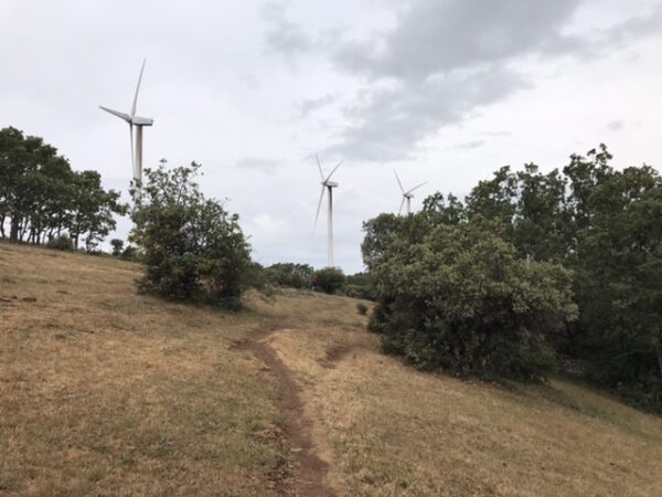 Modern windmills on the camino.