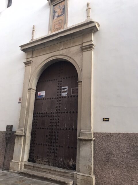 The door to monastery san Bernardo albergue in Granada.