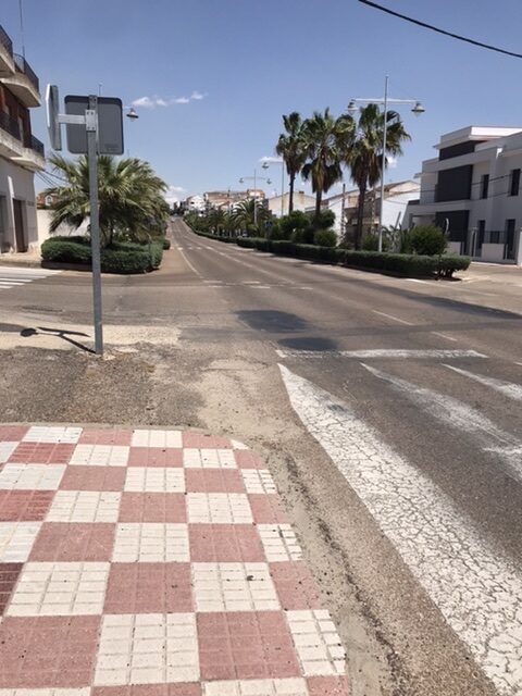 A stretch of road toward a cafe on the camino.