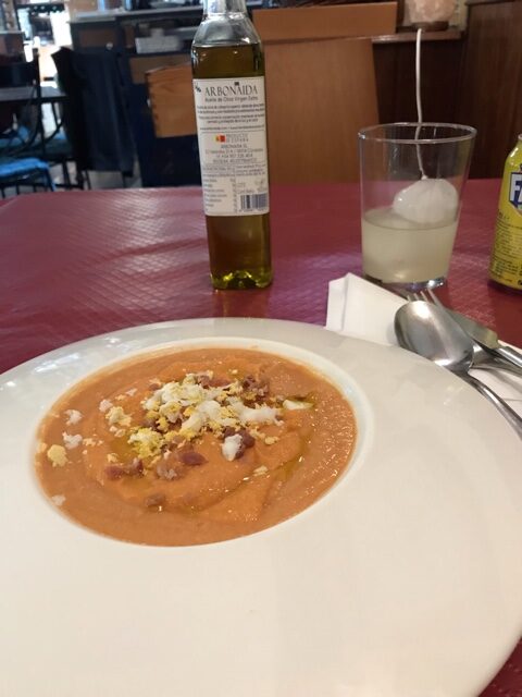 Salmorejo in a nice plate.