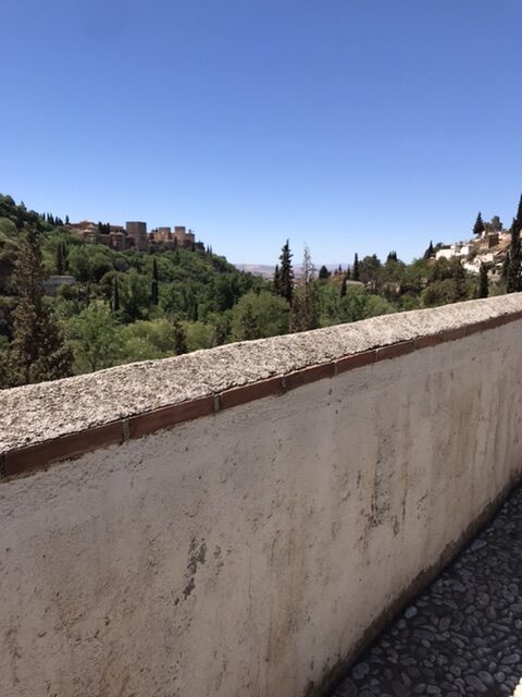 Another view of Alhambra from a city street in Granada.