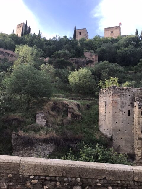 Closer look at Alhambra complex arrival  in Granada.