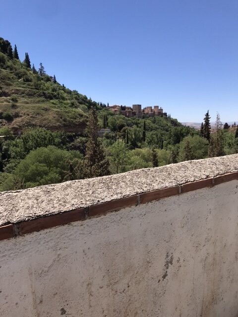 A first view of Alhambra city upon entering the city of Granada.