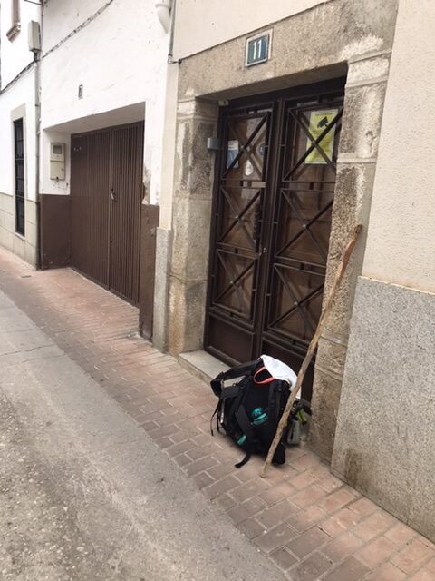 My backpack and my stick on the camino Mozárabe.