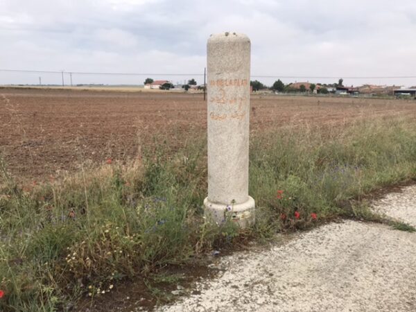 Three granite monoliths in a field.