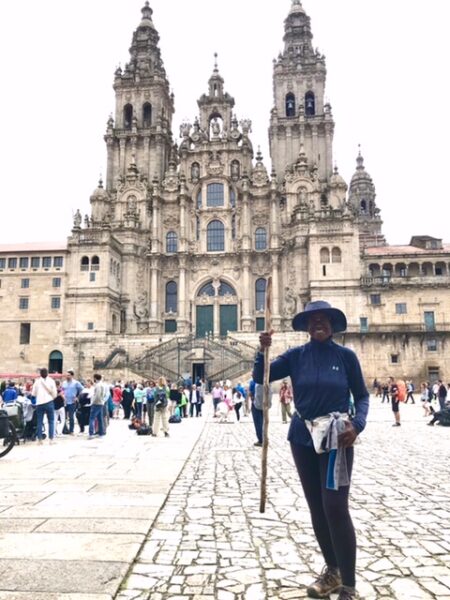 Me in front of the cathedral at Santiago de Compostela.