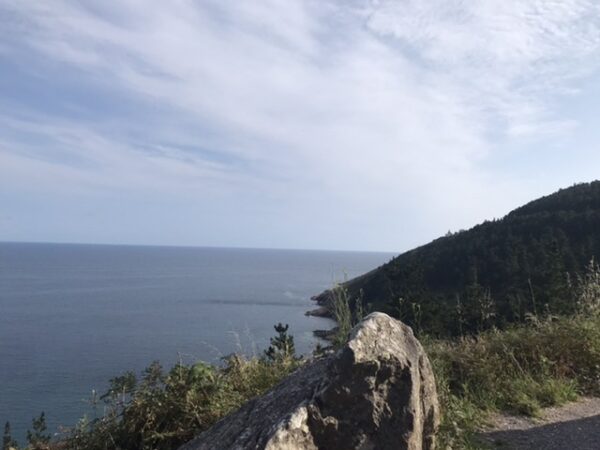 View of the Atlantic Ocean from the cliffs of Fisterra, Spain.