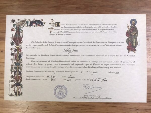 A distance certificate for the camino Mozarabe.