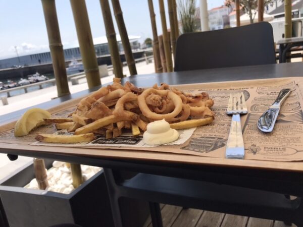 A calamari meal at a restaurant in Fisterra.