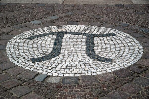 The pi symbol made from paving bricks.