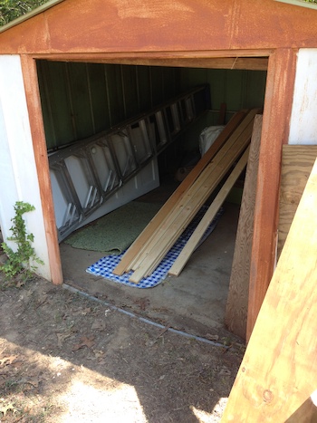 A look at the wood for the new shed doors.