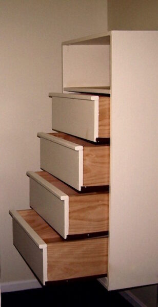The hanging wall chest drawers open smoothly.
