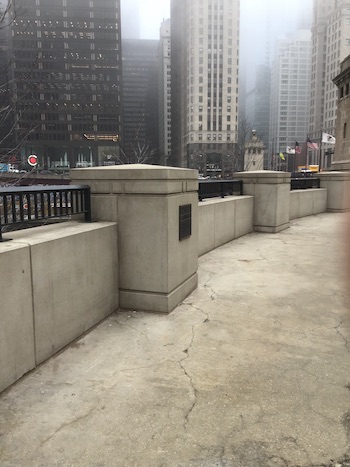 The National landmark plaque near the DuSable monument.